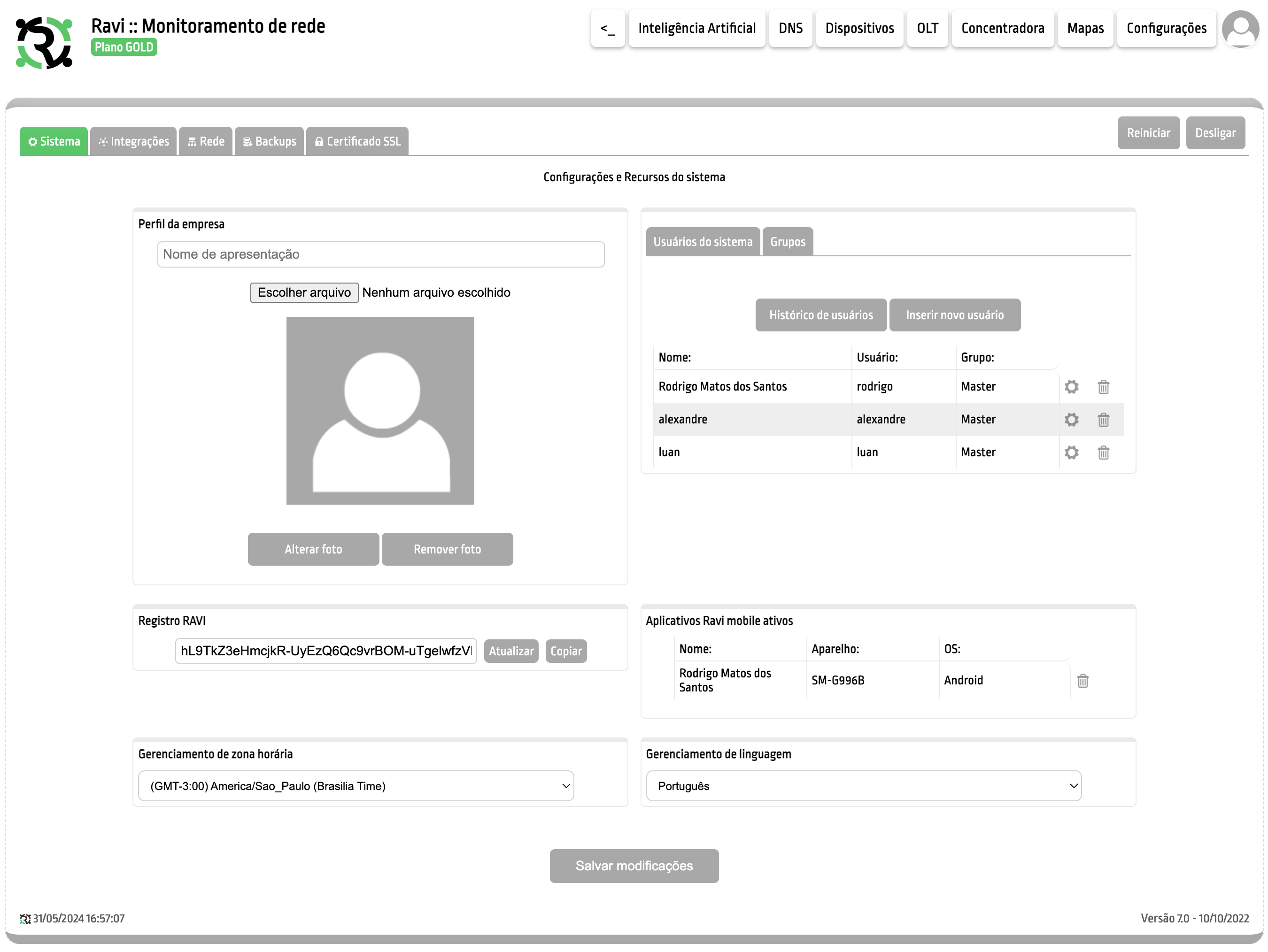Configurações Gerais