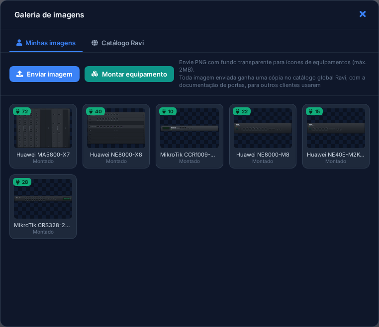 Galeria de imagens com equipamentos montados